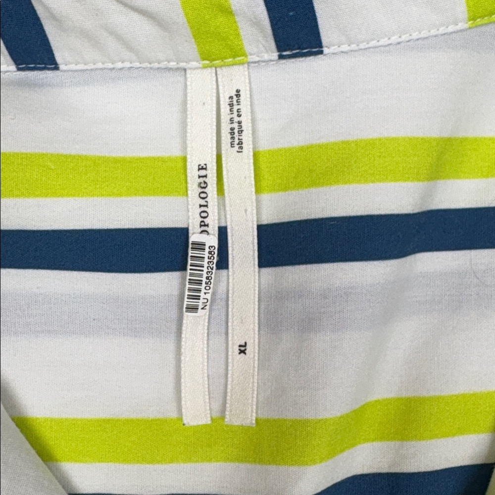 Anthropologie Boxy Striped Oversized Tunic Button Down Poplin Shirt White XL - Picture 9 of 12